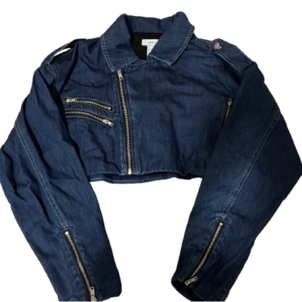 Forever 21 denim moto crop jacket